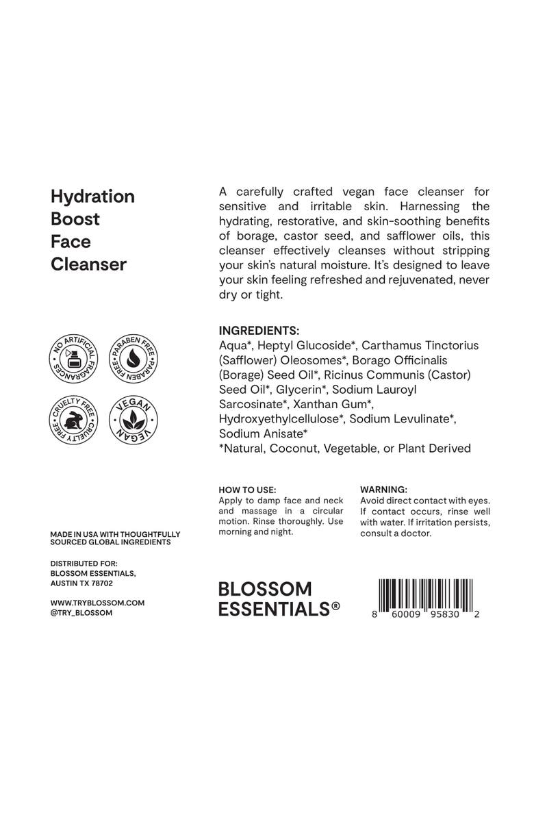 Blossom Essentials Hydration Boost Face Cleanser, Alternate, color, NO COLOR