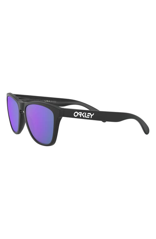 Shop Oakley 55mm Polarized Rectangular Sunglasses In Matte Black/prizm Violet