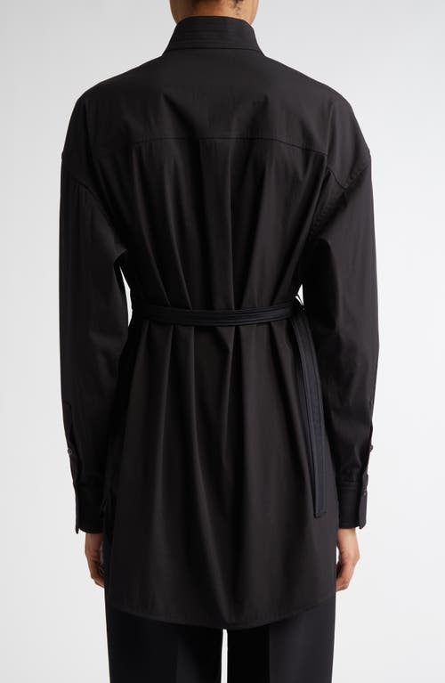 Ferragamo Satin Bib Detail Wrap Shirt In Nero