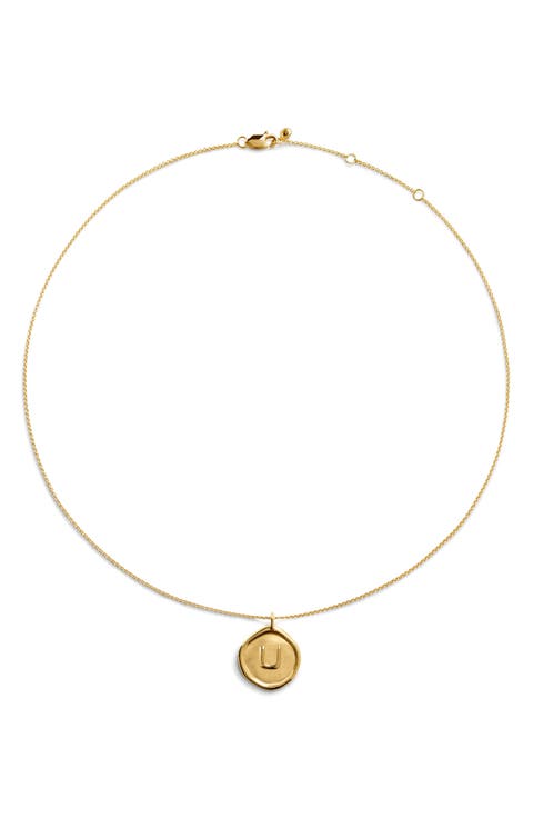Initial Stamp Pendant Necklace