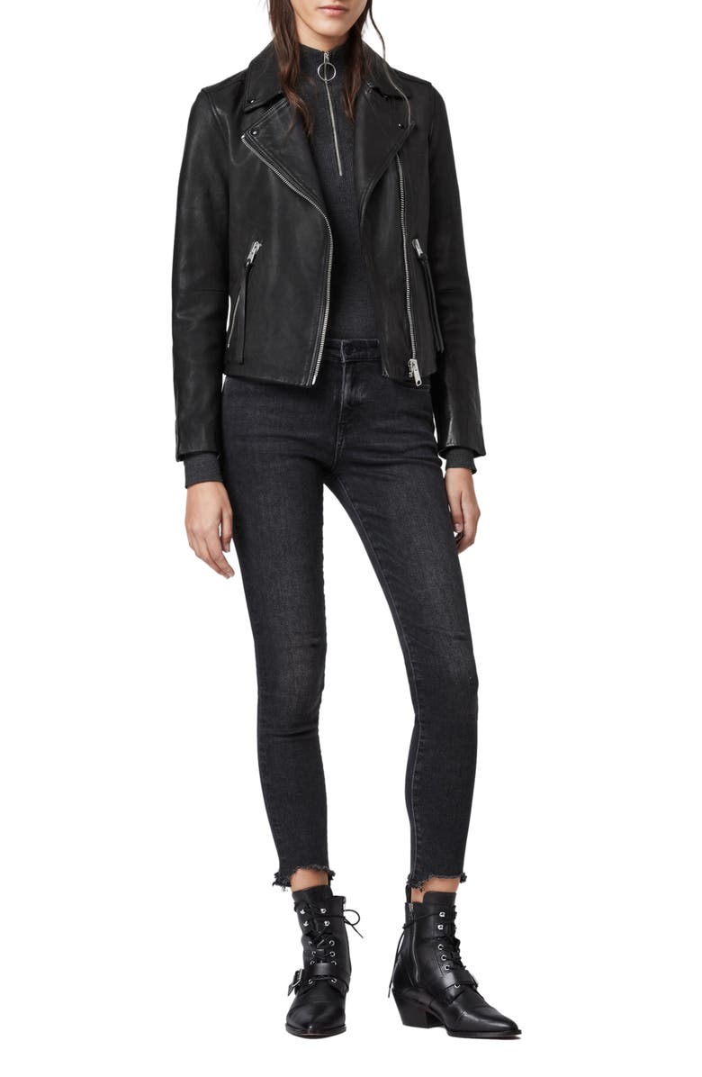 AllSaints Dalby Leather Biker Jacket, Alternate, color,