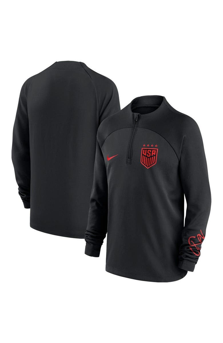 Nike Youth Nike Black USWNT 2023 Academy Pro Drill Performance Raglan Quarter-Zip Top, Main, color, 