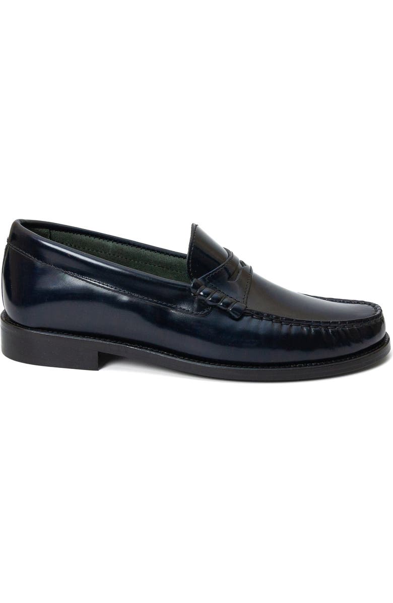 Menina Step Mila Leather Penny Loafer, Main, color, Navy