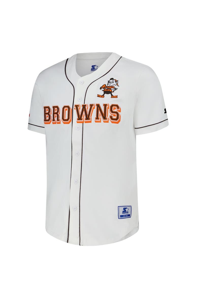 Men's Starter  White Cleveland Browns Relay Vintage Full-Button Baseball Jersey, Alternate, color, White
