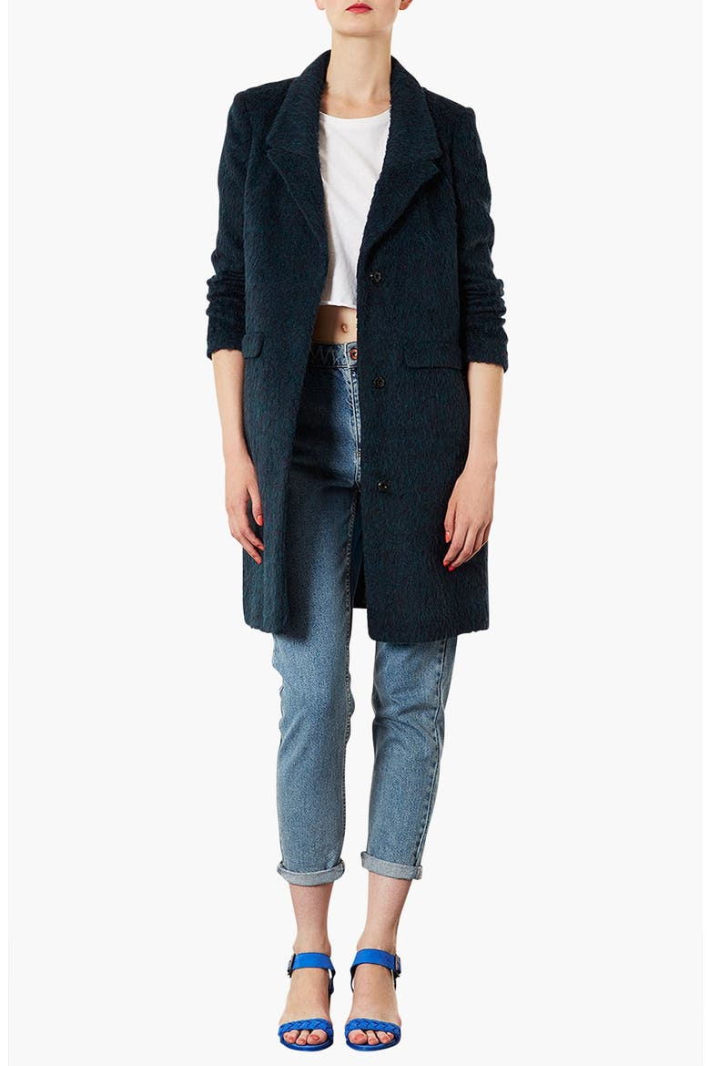 Boyfriend Coat, Alternate, color, TEAL