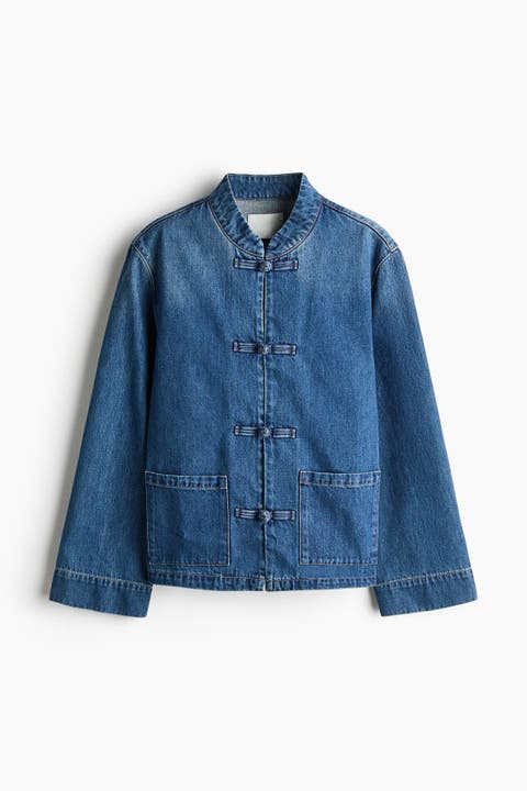 Knot-button Denim Jacket