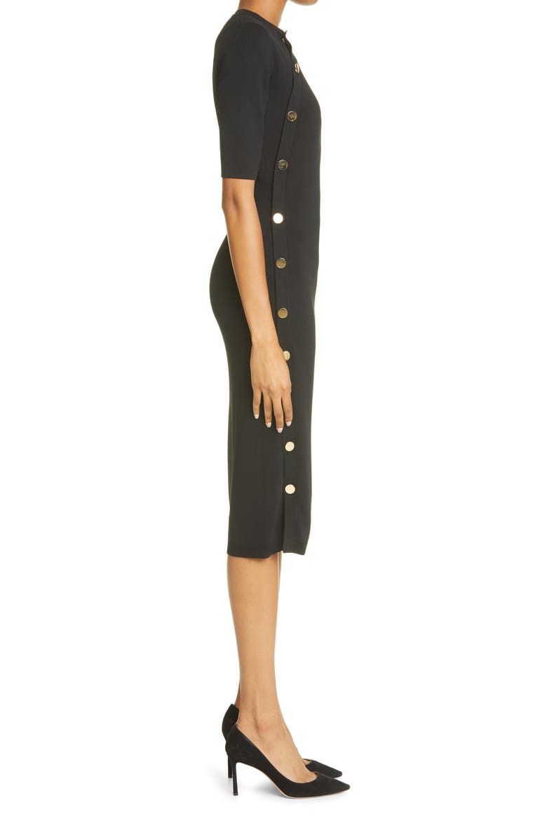 Topaz Side Button Shift Dress, Alternate, color, BLACK