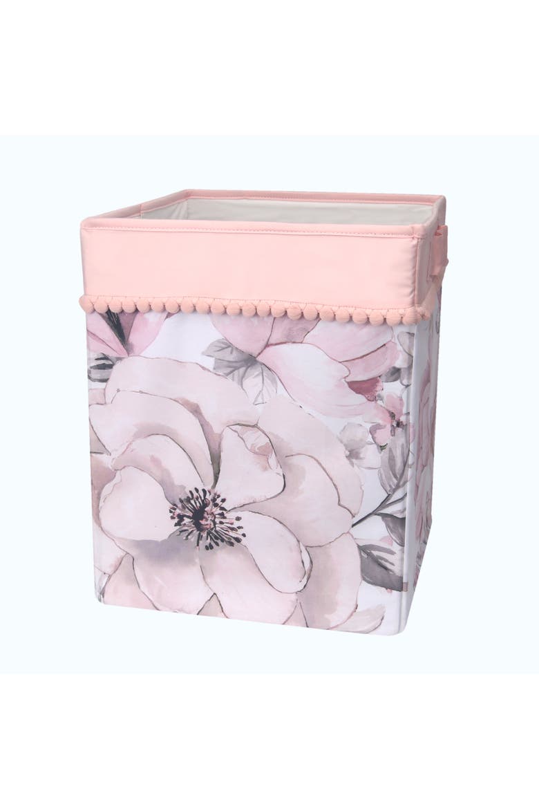 Signature Botanical Baby Watercolor Floral Storage/Hamper, Main, color, Pink