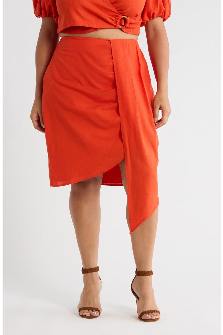 Bet on You Faux Wrap Skirt, Main, color, RED ORANGE