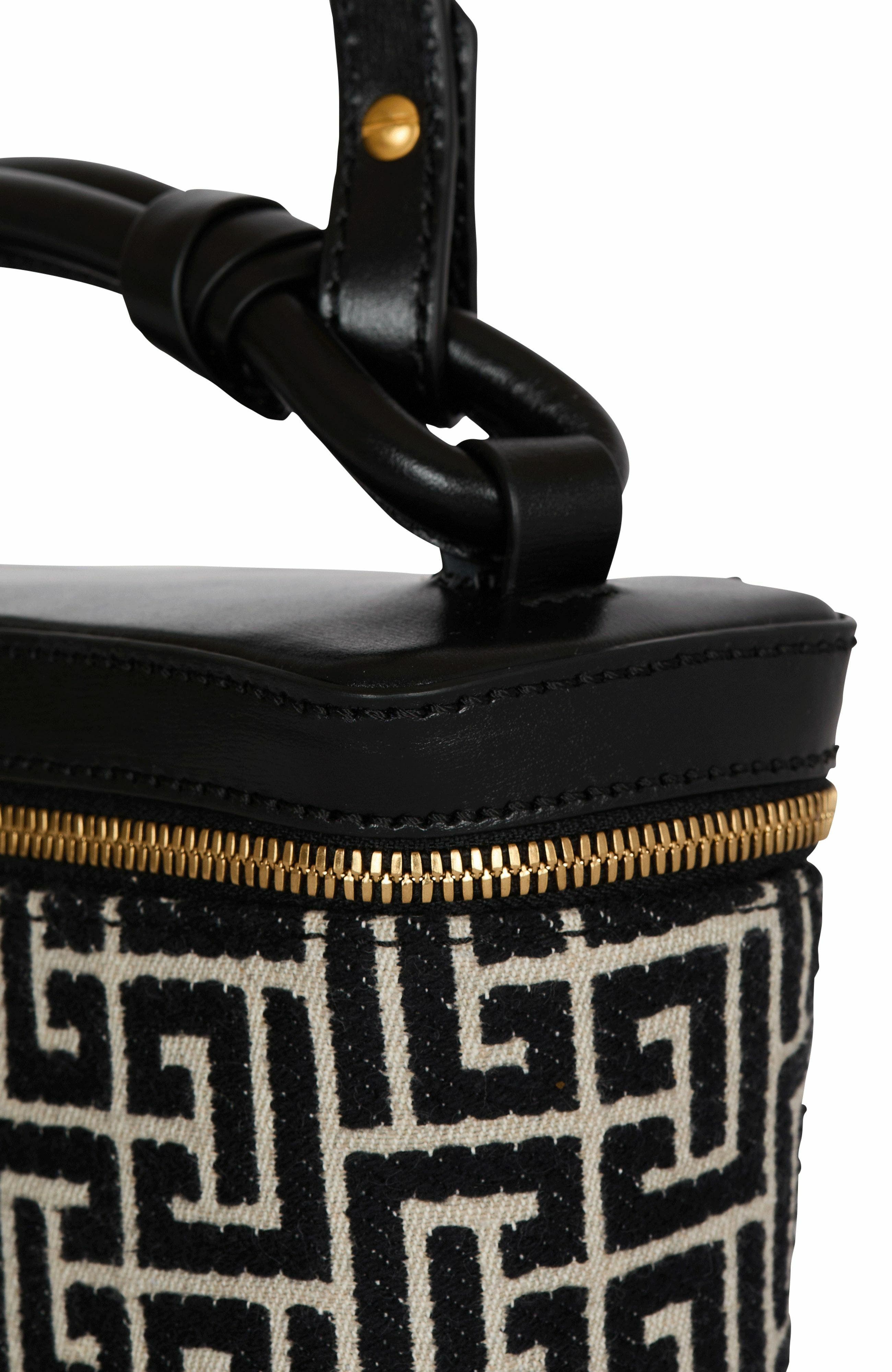 Balmain B-Army Vanity Case In Monogrammed Canvas And Leather, Alternate, color, 