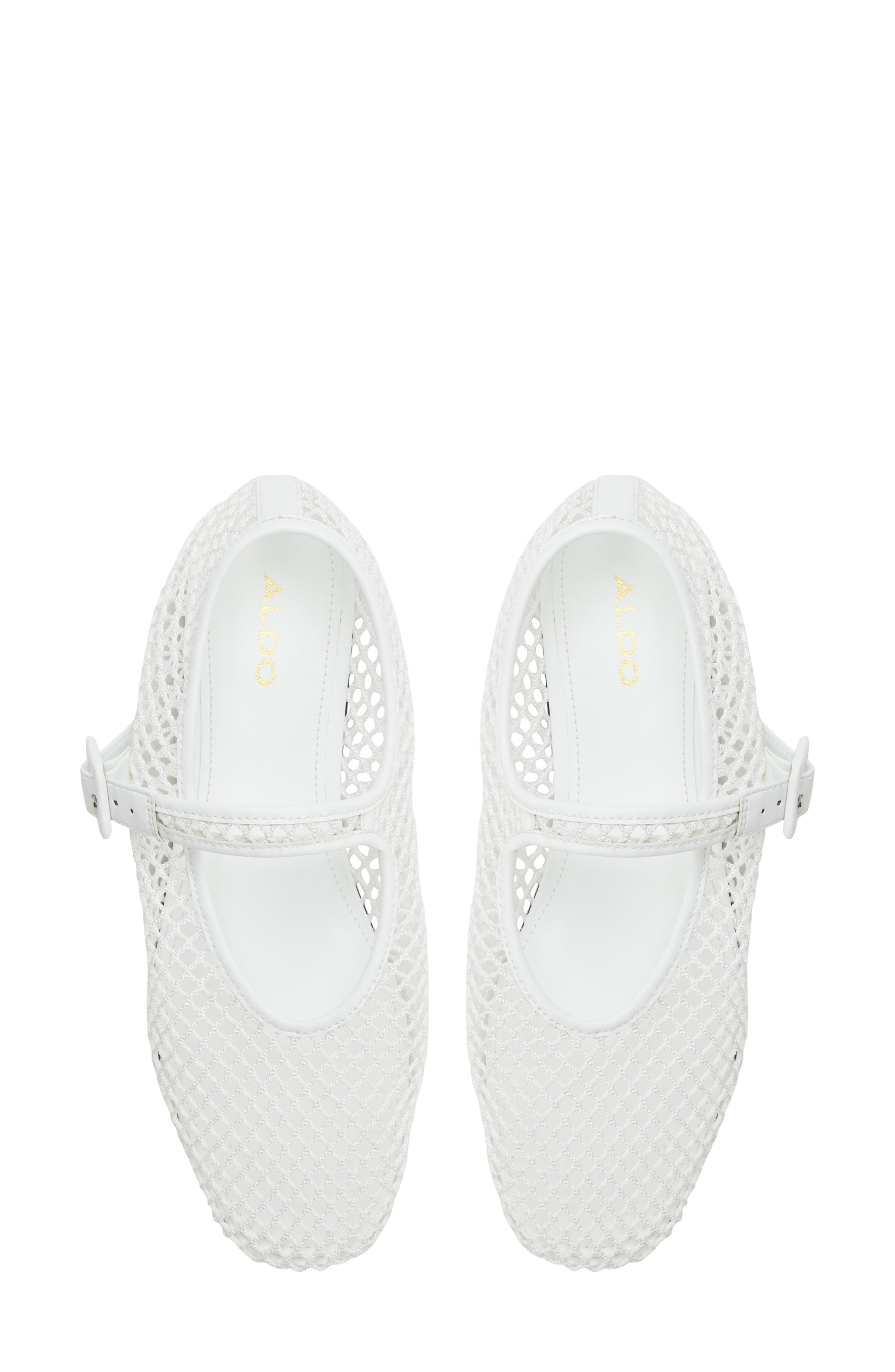 ALDO Alisse Mesh Ballet Flat, Alternate, color, White