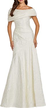 Tadashi Shoji Off the Shoulder Mermaid Gown