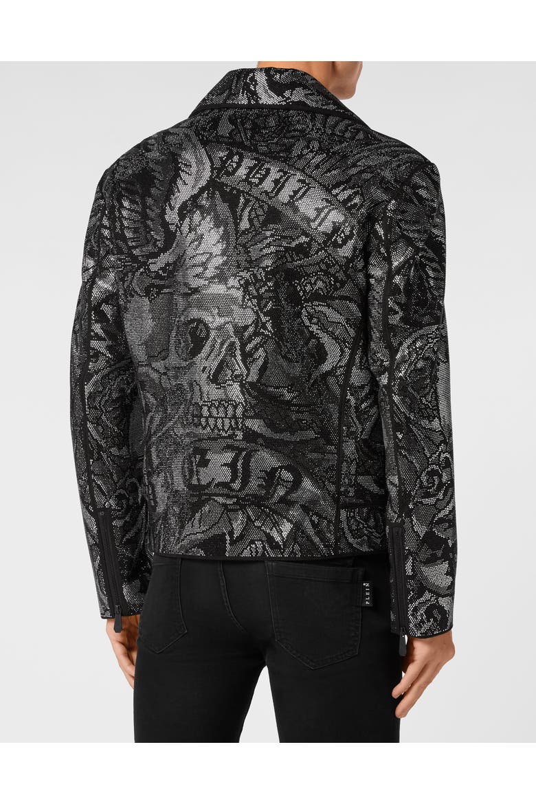 Leather Jacket Tattoo Men, Alternate, color, black