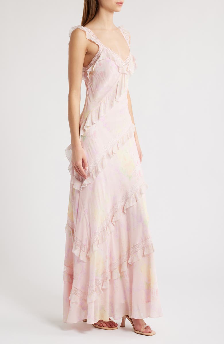 LoveShackFancy Radiance Ruffle Maxi Dress, Alternate, color, Strawberry Tart