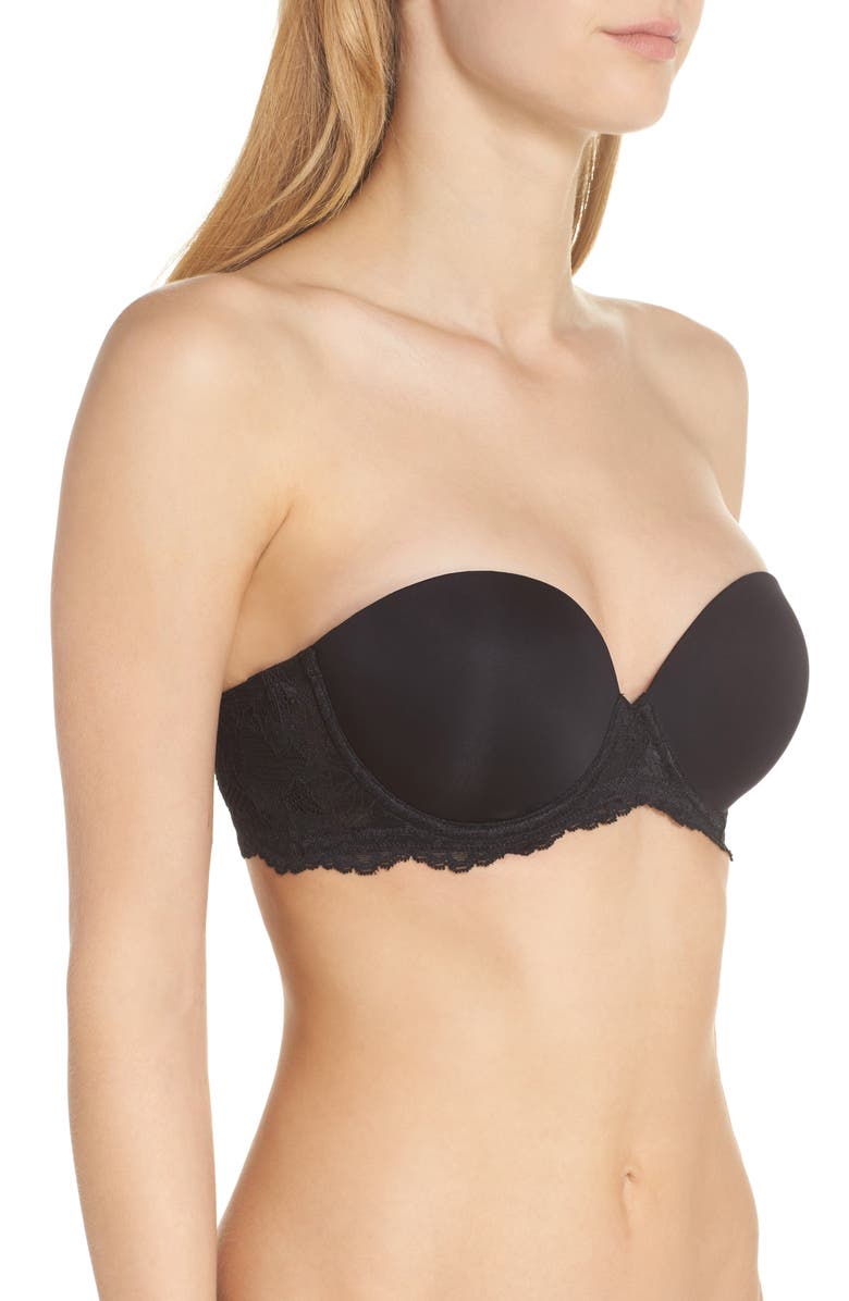 On Gossamer Beautifully Basic Strapless Underwire Bra, Alternate, color, Black