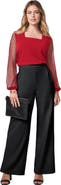 Jessica London Stretch Crepe Square Neck Mixed Media Top