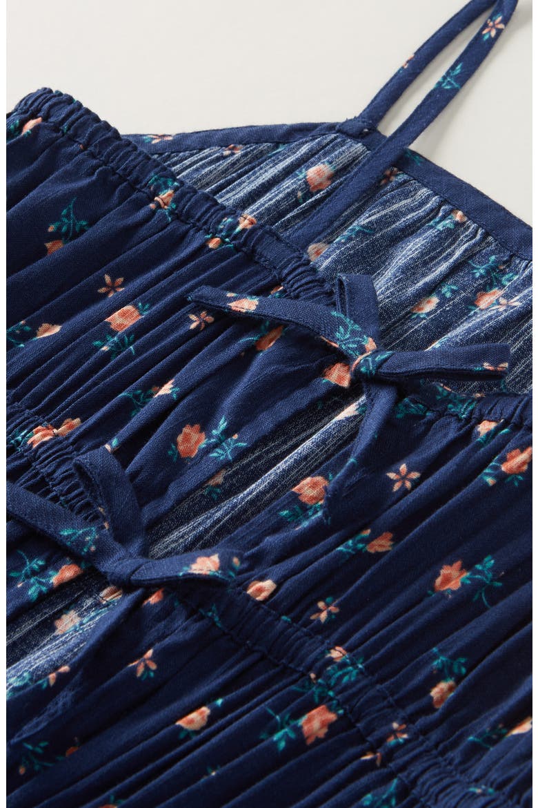 Kids' Bow Strap Jumpsuit, Alternate, color, NAVY MEDIEVAL WILD ROSETTE