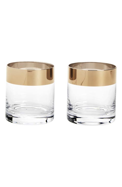 Irving Crystal Tumblers with Bronze Rim Set of 2