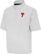 ANTIGUA Men's Antigua Heather Gray Philadelphia Phillies Brisk Quarter-Zip Wind Shirt