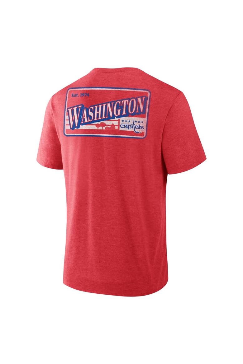 Men's Fanatics Heather Red Washington Capitals Fan Lanes Tri-Blend T-Shirt, Alternate, color, Heather Red