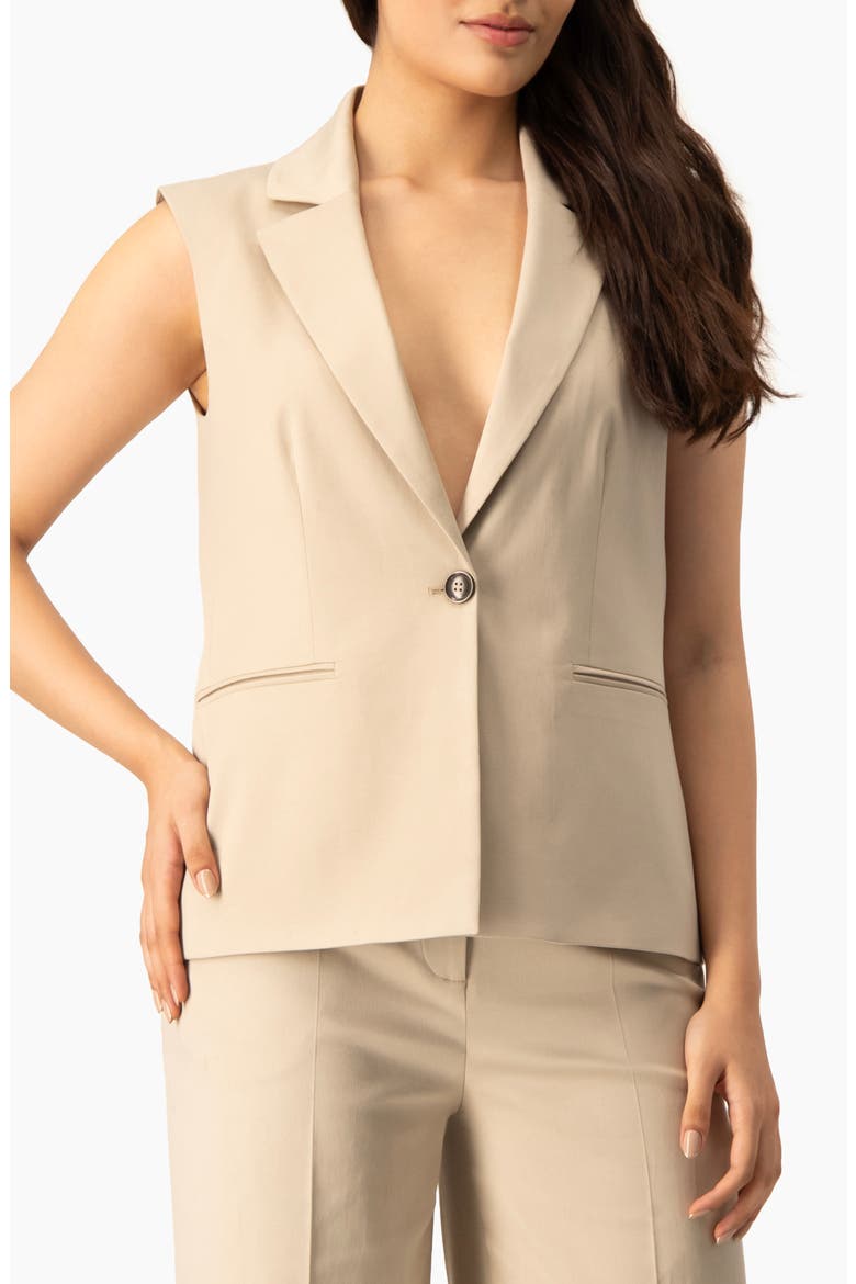 Single-Button Tailored Vest, Main, color, Beige