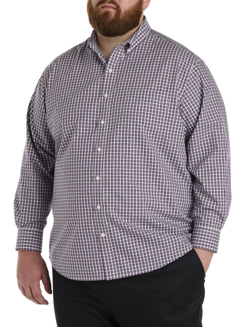 Oak Hill By Dxl Big & Tall Check Patterned Sport Shirt In Purple Multi