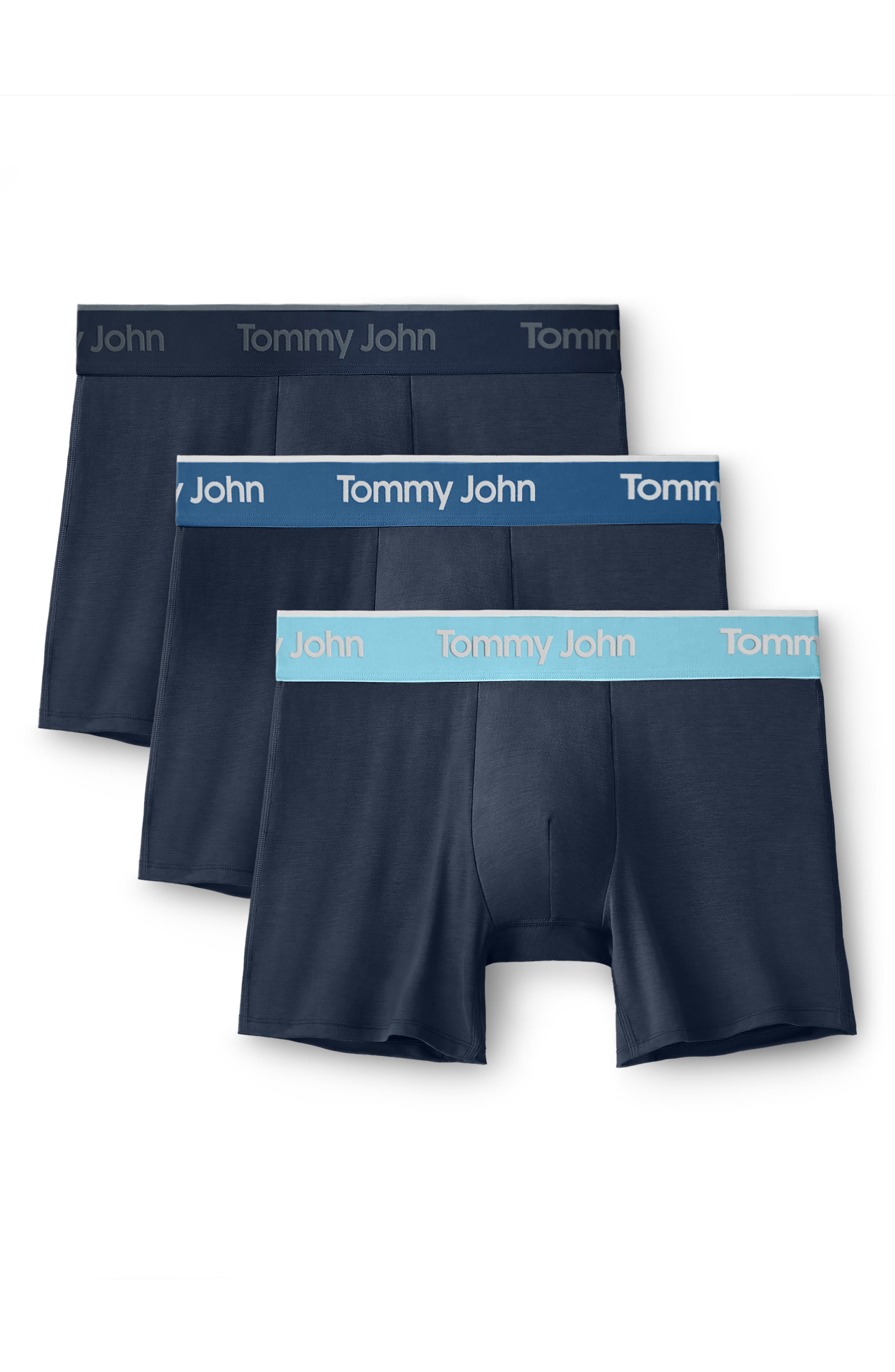 Tommy John Assorted 3-Pack Second Skin 4-Inch Stretch Modal Boxer Briefs in Dress Blues/High Tide/Elixir 