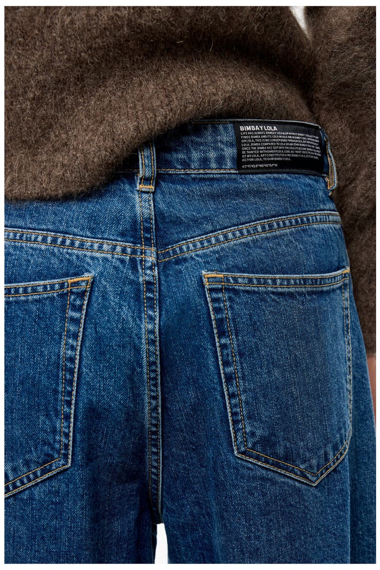 Mid-Rise Barrel Jeans, Alternate, color, MEDIUM BLUE