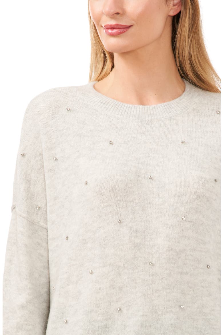 Rhinestone Embellished Crewneck Sweater, Alternate, color, SILVER HTHR