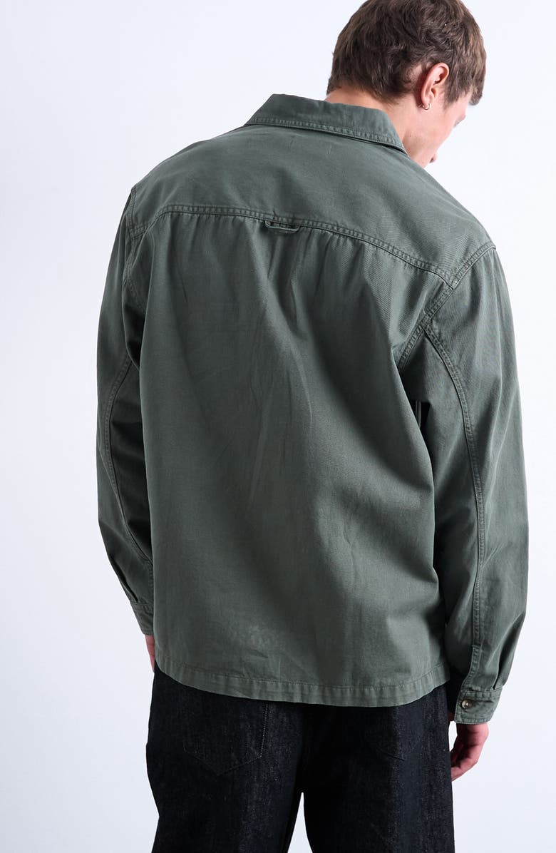 Topman Washed Twill Overshirt, Alternate, color, Medium Green