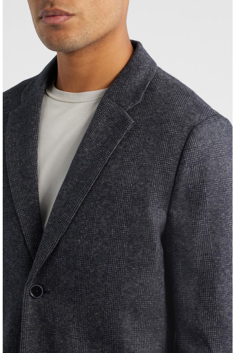 Slayton Charcoal Grey Glen Check Knit Cotton & Wool Blend Sport Coat, Alternate, color, CHARCOAL