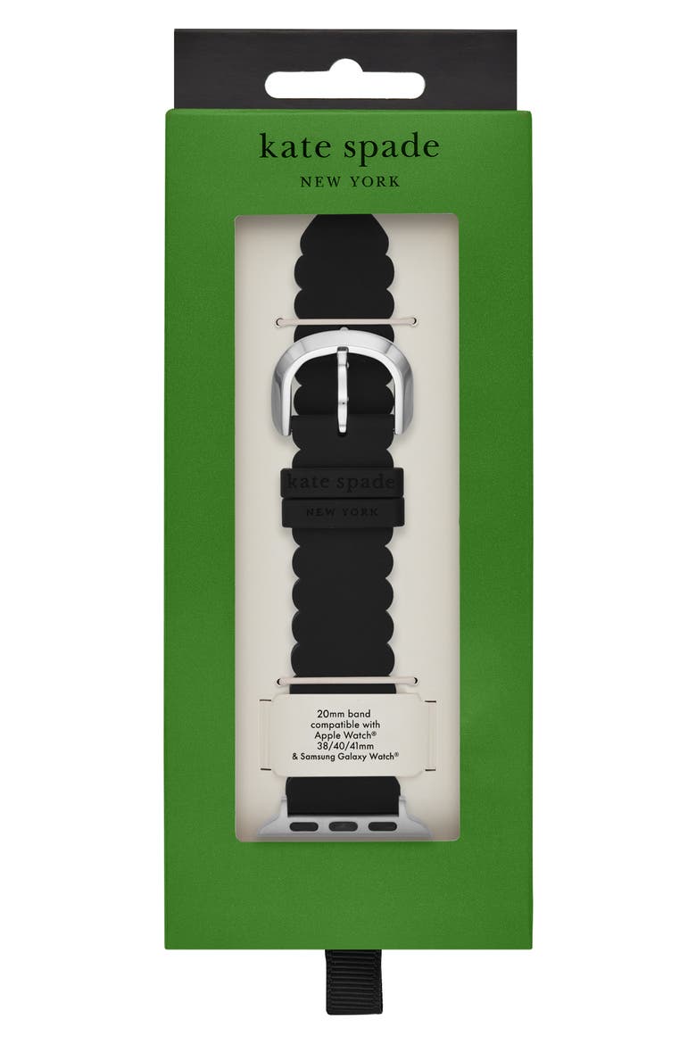 silicone 20mm Apple Watch® watchband, Alternate, color, BLACK