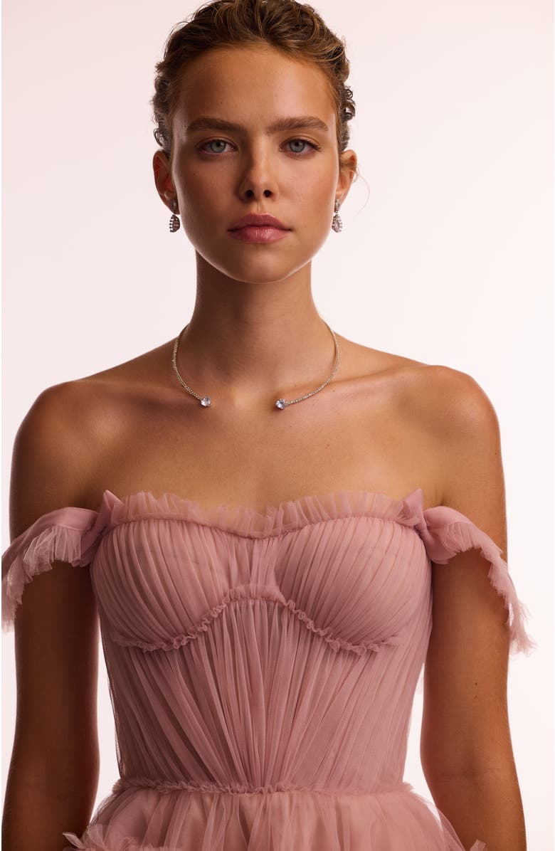 Milla Flirty ruffled tulle mini dress in misty rose, Alternate, color, Misty Rose