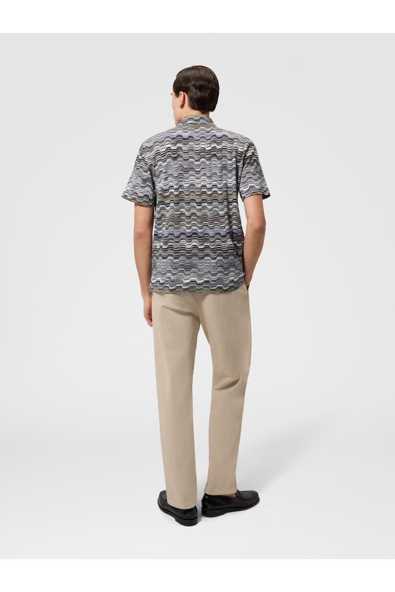 Cotton Polo Shirt With Raschel Knit And Greek Motif, Alternate, color, Green