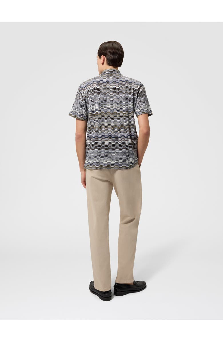 Missoni Cotton Polo Shirt With Raschel Knit And Greek Motif, Alternate, color, Green