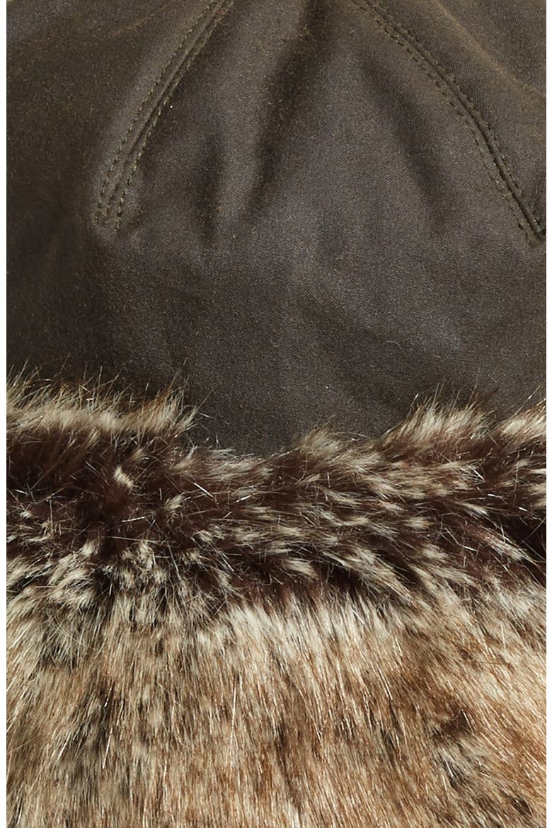 'Ambush' Waxed Cotton Hat with Faux Fur Trim, Alternate, color, OLIVE