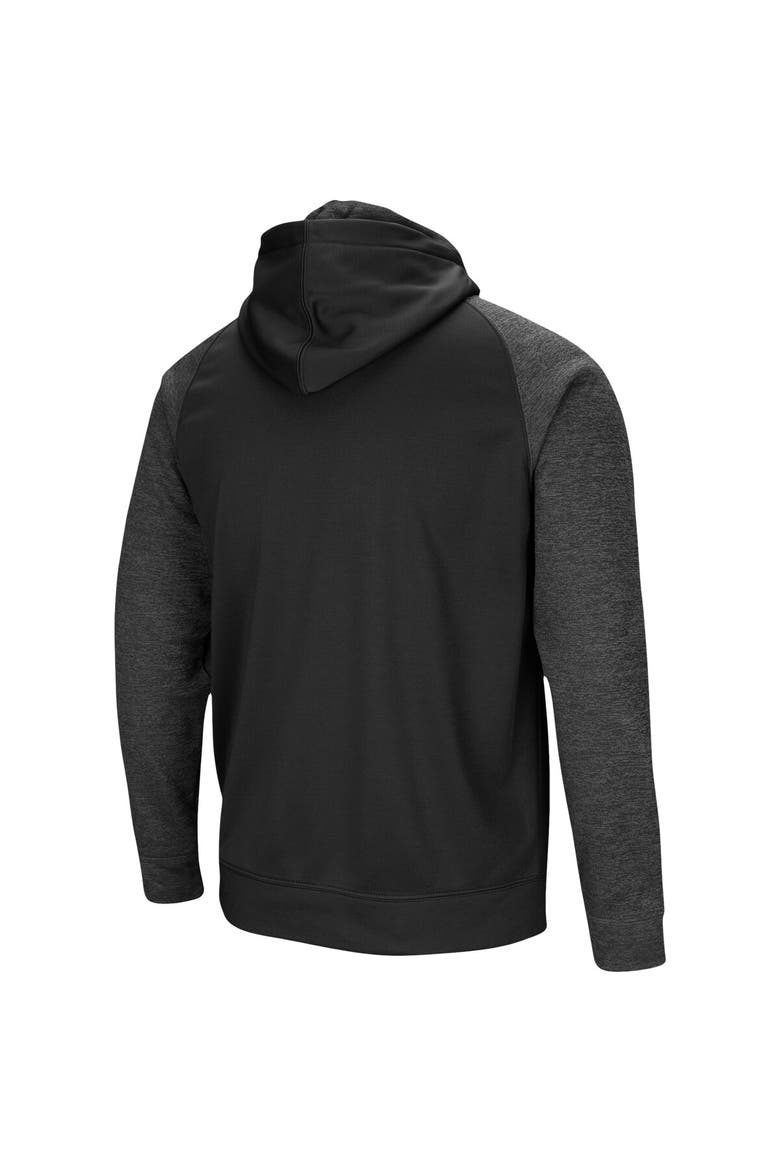 Men's Colosseum Black Louisville Cardinals Big & Tall Blackout 2.0 Raglan Full-Zip Hoodie, Alternate, color, Black