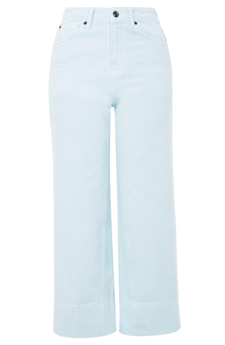 Topshop Pale Blue Crop Wide Leg Jeans, Alternate, color,