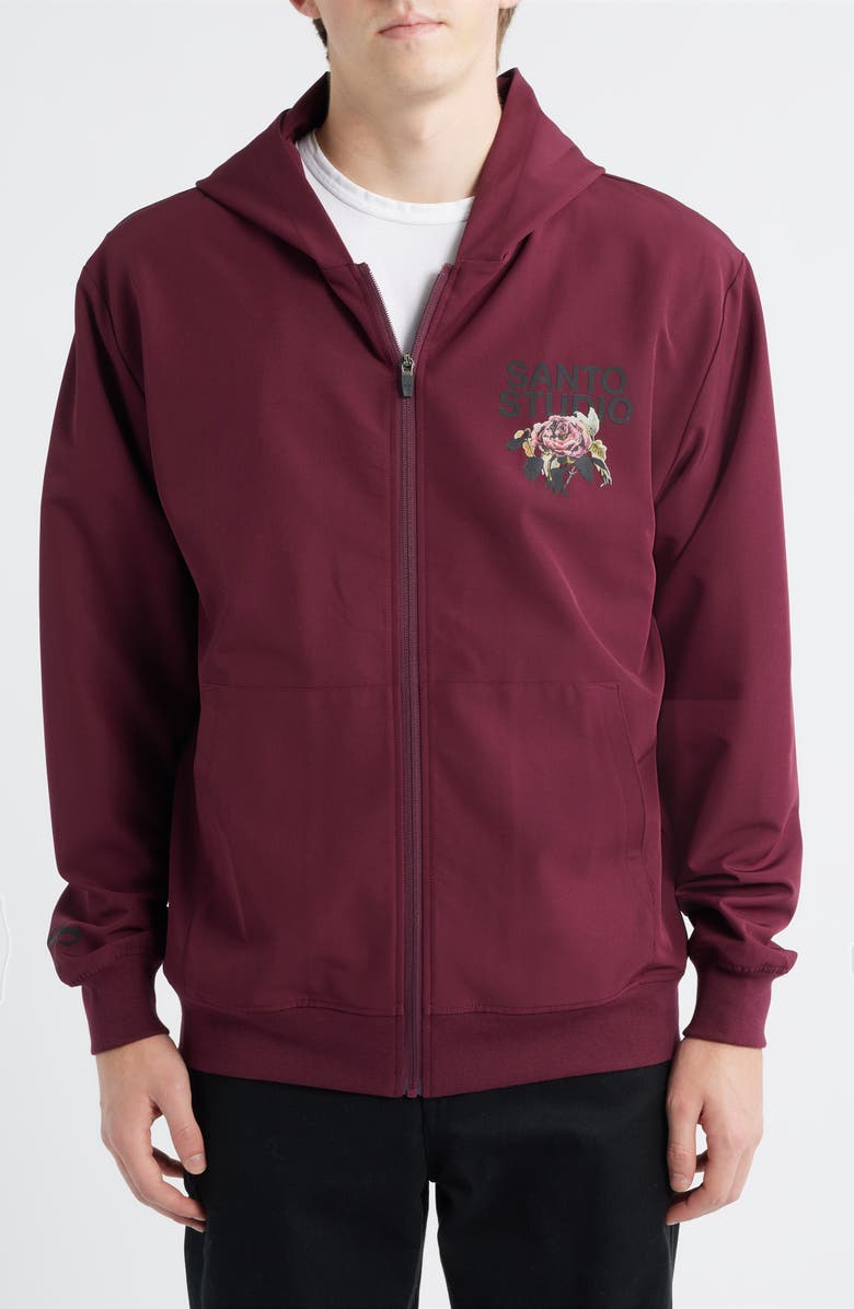 SANTO STUDIO Tempo Rose Water Resistant Hooded Tech Jacket, Alternate, color, Merlot