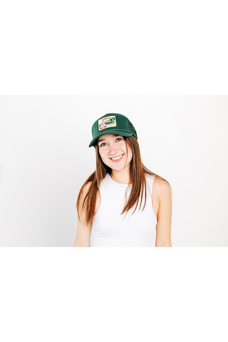 Florida Postcard Trucker Hat - Kids, Alternate, color, Dark Green