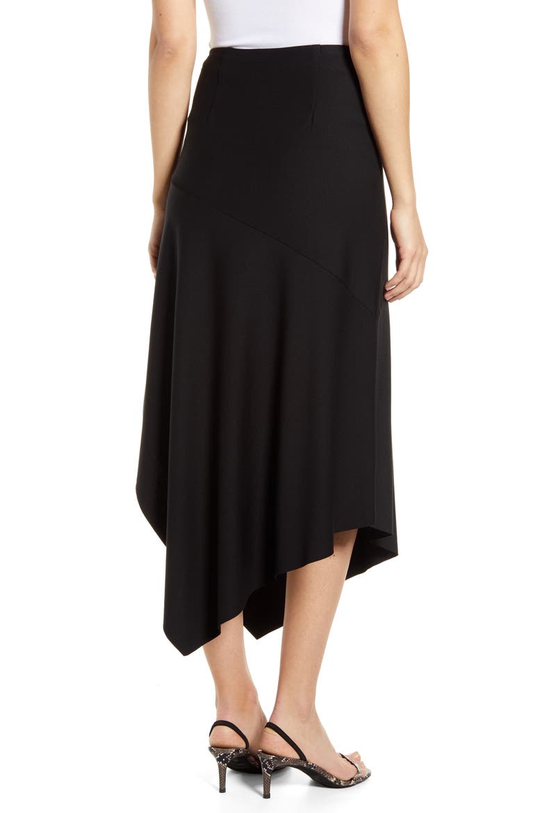 Lyssé Rose Handkerchief Hem Midi Skirt, Alternate, color, BLACK