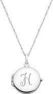 Tiny Blessings Sterling Silver Round Locket & Engraved Initial 14-16" Necklace