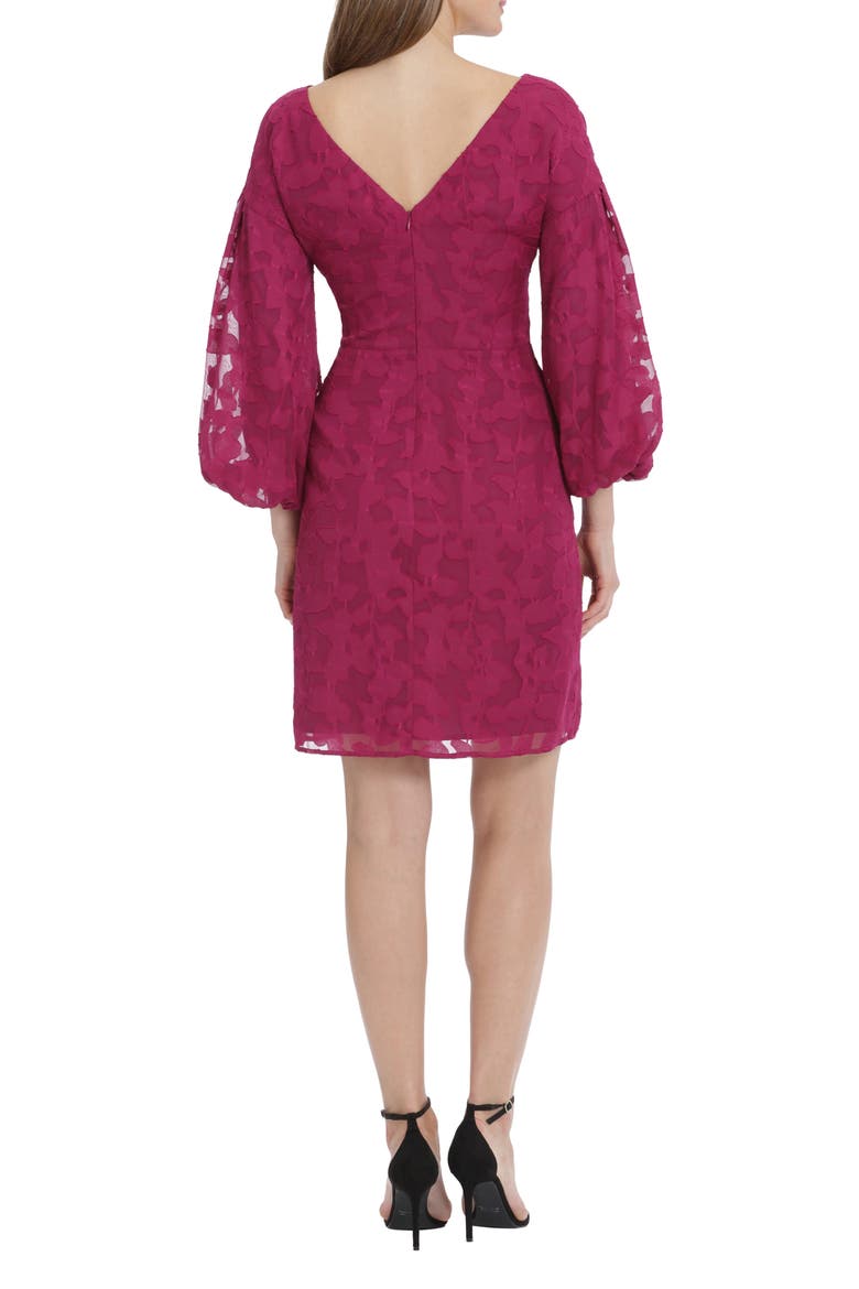 Balloon Sleeve Jacquard Sheath Dress, Alternate, color, FUCHSIA