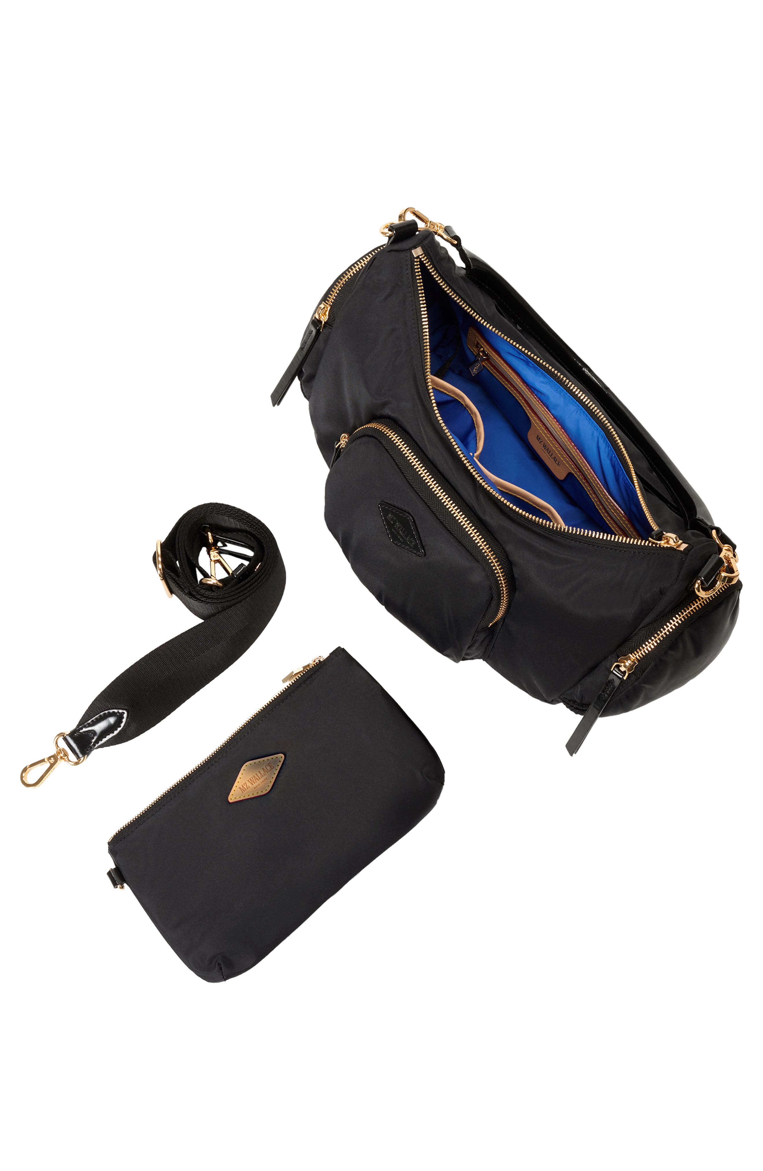 MZ Wallace Medium Chelsea Nylon Shoulder Bag, Alternate, color, Black