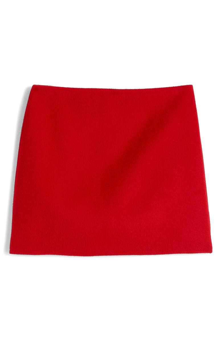 Madewell Double Faced Wool Blend Miniskirt, Alternate, color, Bright Cherry