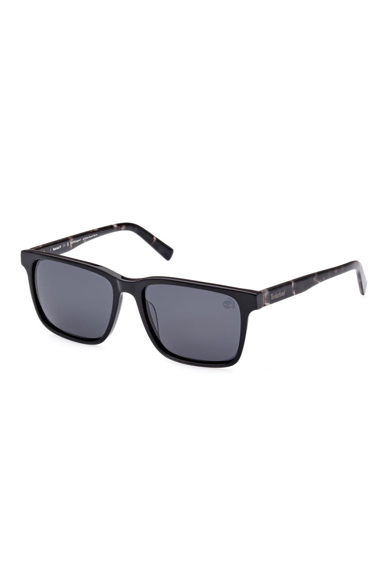 56mm Sunglasses, Alternate, color, SHINY BLACK / SMOKE POLARIZED