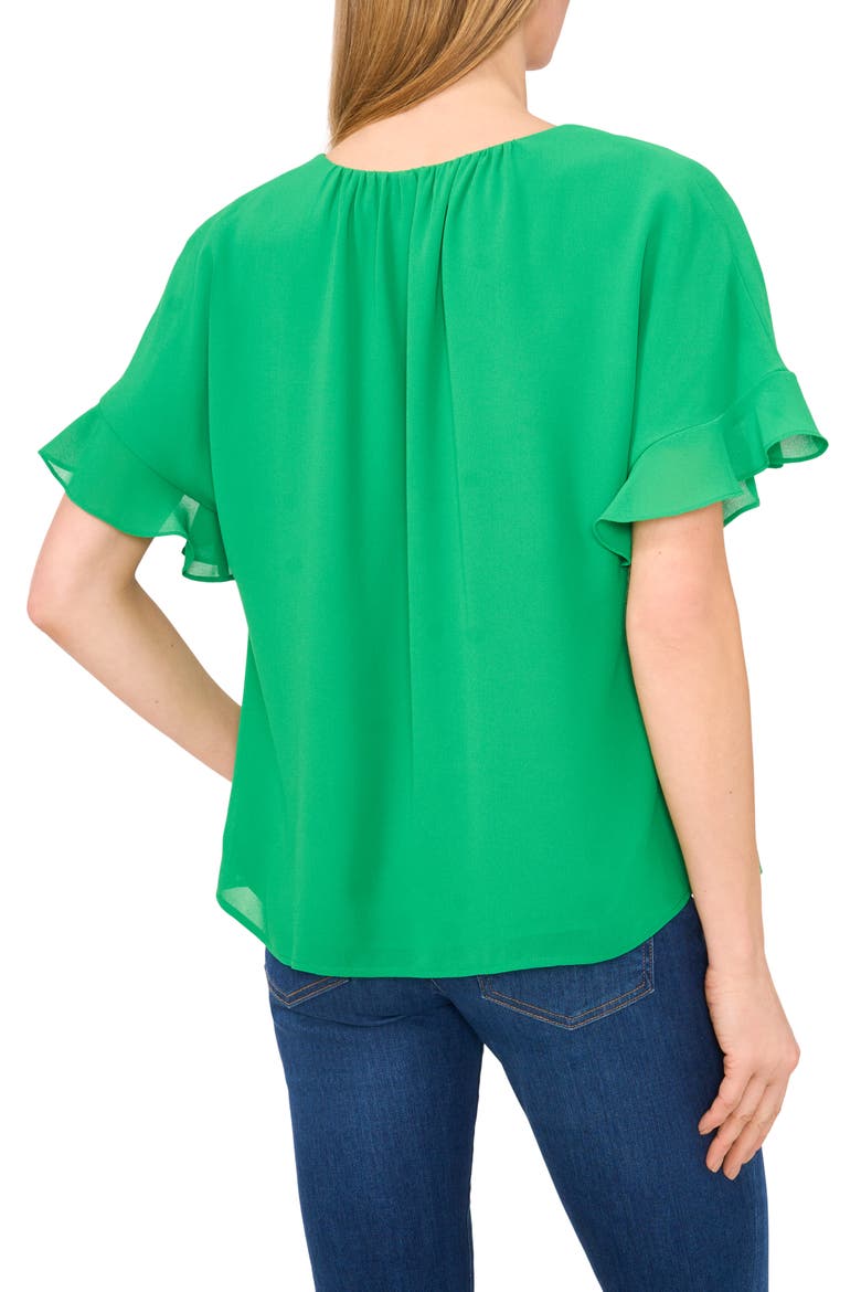 Flutter Sleeve Georgette Top, Alternate, color, MEDIUM GREEN