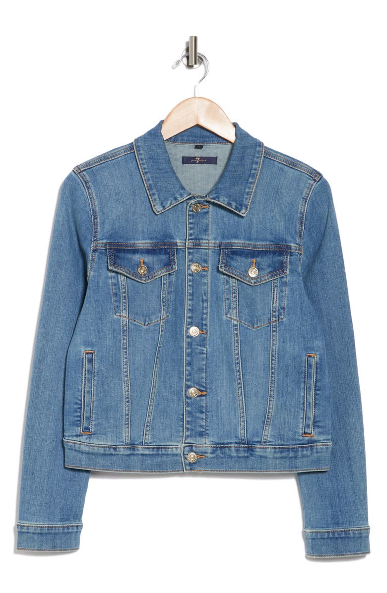 7 For All Mankind Classic Trucker Denim Crop Jacket, Alternate, color, 