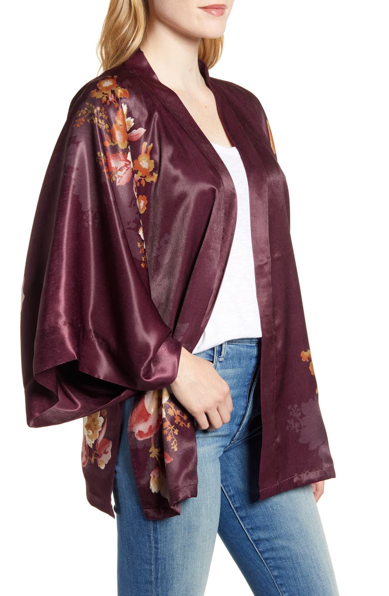Nordstrom Floral Satin Open Jacket, Alternate, color,