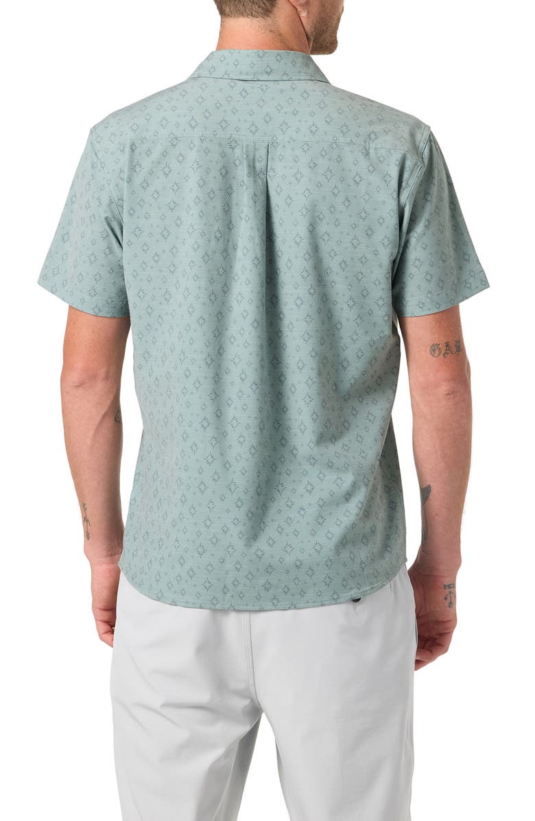 O'Neill UPF Slub Standard Short Sleeve Performance Button-Up Shirt, Alternate, color, Sage